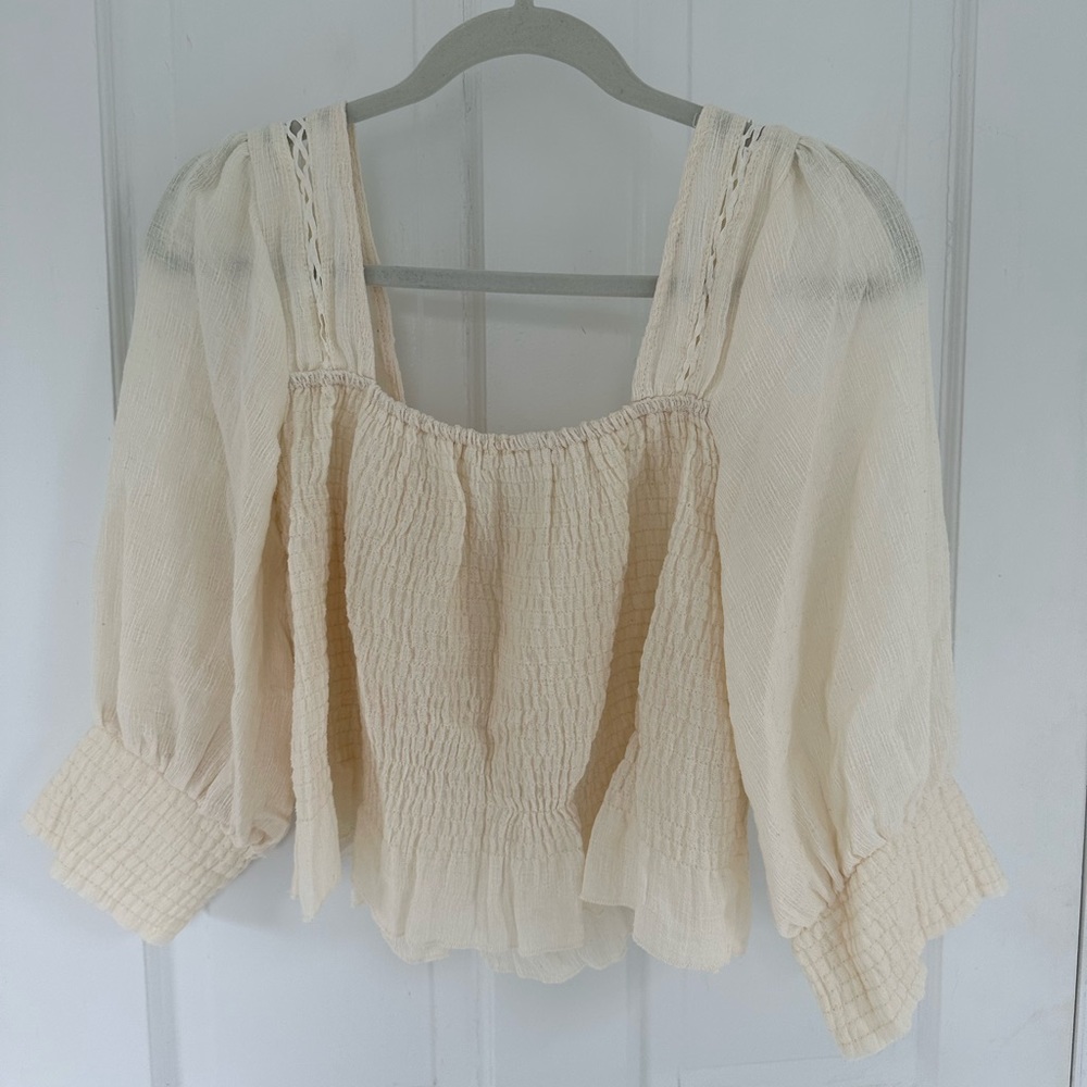 Cream Boho Long Sleeve Top
